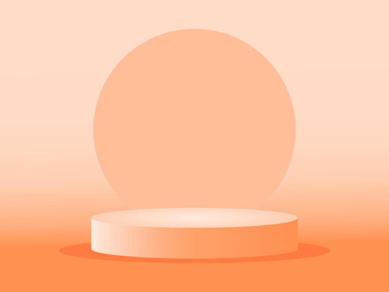 Peach background with a platform for product demonstration. color of peach fuzz.. Vector illustration. background with space to copy. The podium is a pastel peach color.