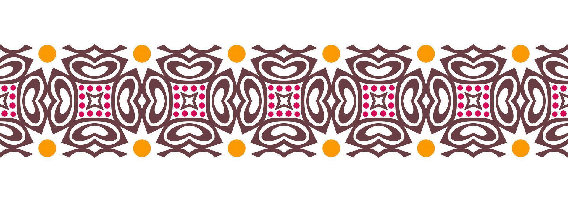 Border line seamless background. Decorative design seamless ornamental mosaic border pattern. Islamic, indian, arabic motifs. Abstract flower. Vector illustration