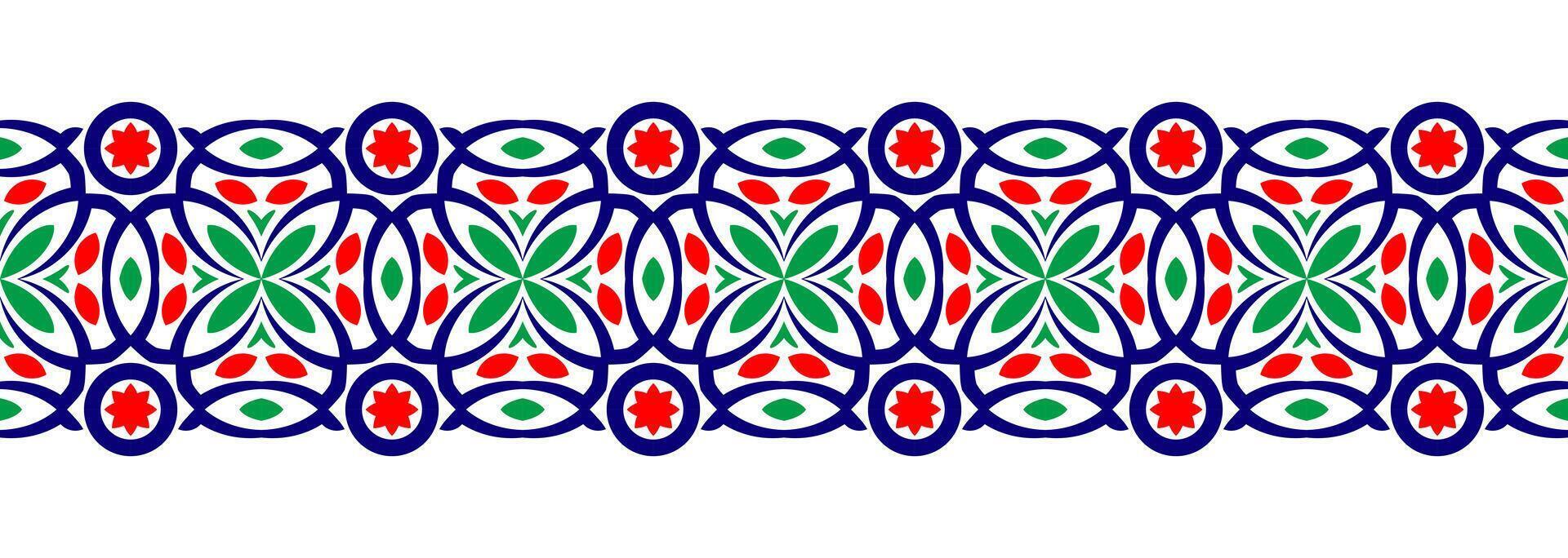 frontera línea sin costura antecedentes. decorativo diseño sin costura ornamental mosaico frontera modelo. islámico, indio, Arábica motivos resumen flor. vector ilustración