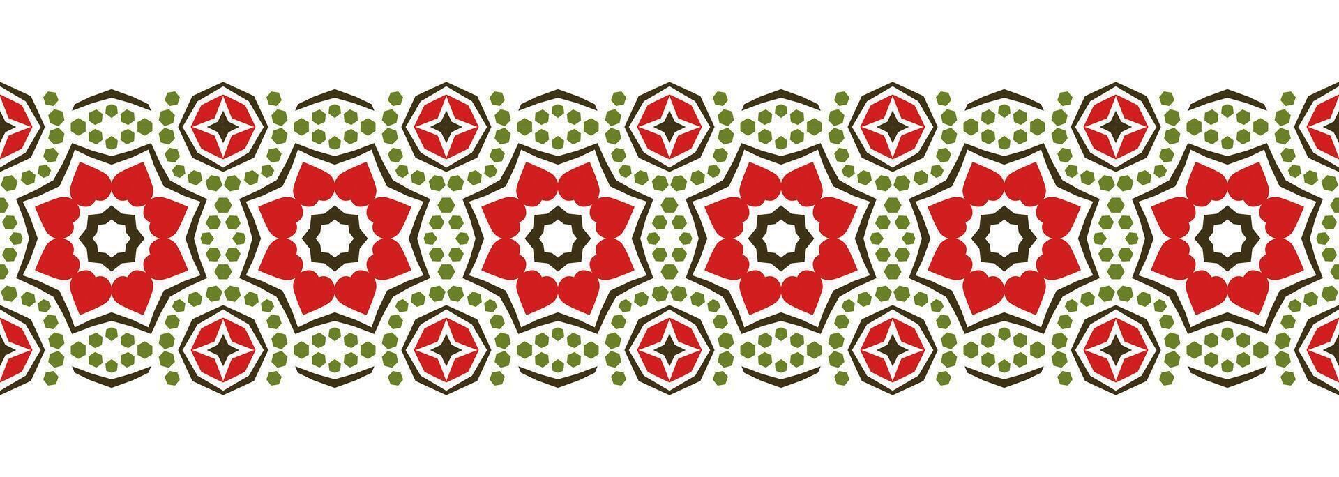 frontera línea sin costura antecedentes. decorativo diseño sin costura ornamental mosaico frontera modelo. islámico, indio, Arábica motivos resumen flor. vector ilustración