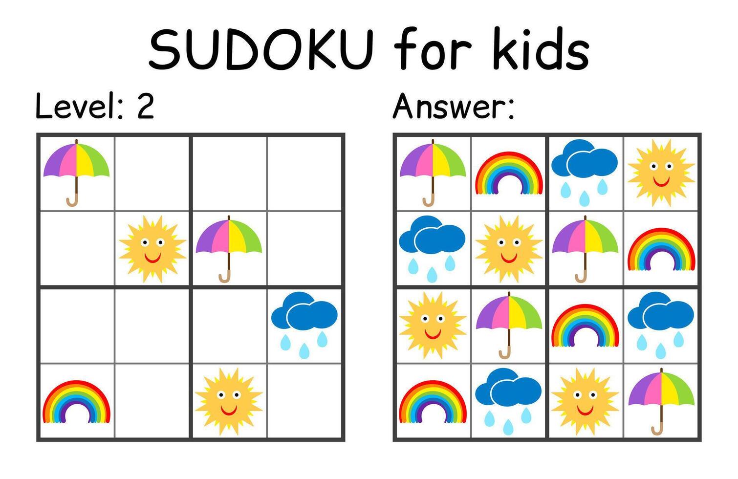 sudoku. niños y adulto matemático mosaico. niños juego. clima tema. magia cuadrado. lógica rompecabezas juego. digital jeroglífico vector