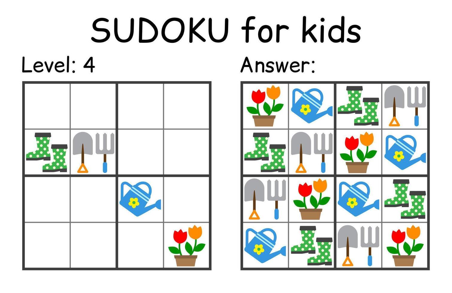 sudoku. niños y adulto matemático mosaico. niños juego. jardín tema. magia cuadrado. lógica rompecabezas juego. digital jeroglífico vector