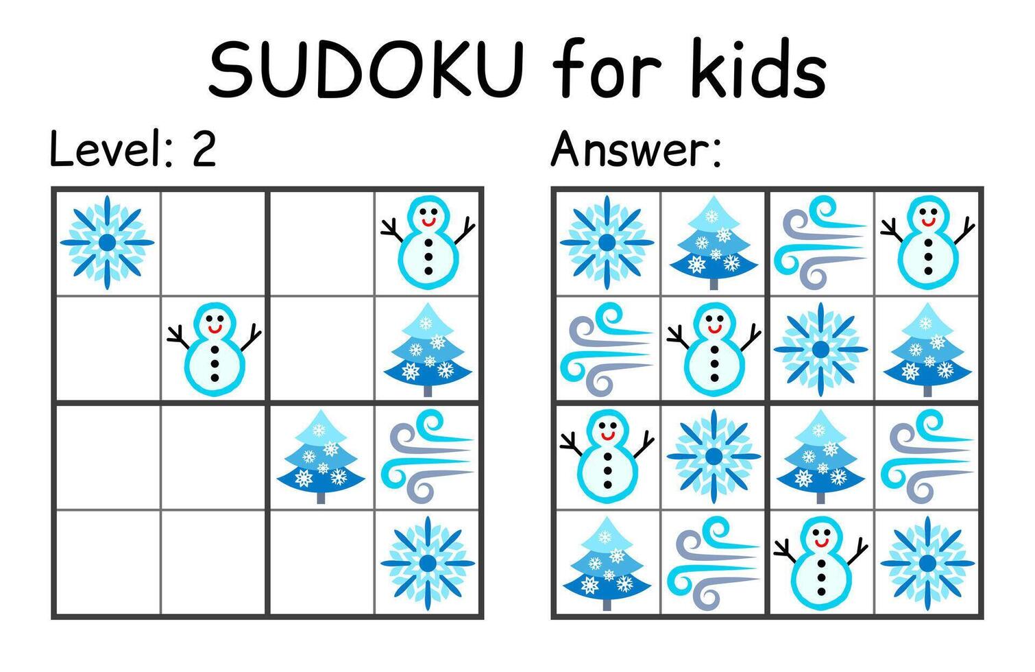 sudoku. niños y adulto matemático mosaico. niños juego. invierno tema. magia cuadrado. lógica rompecabezas juego. digital jeroglífico vector