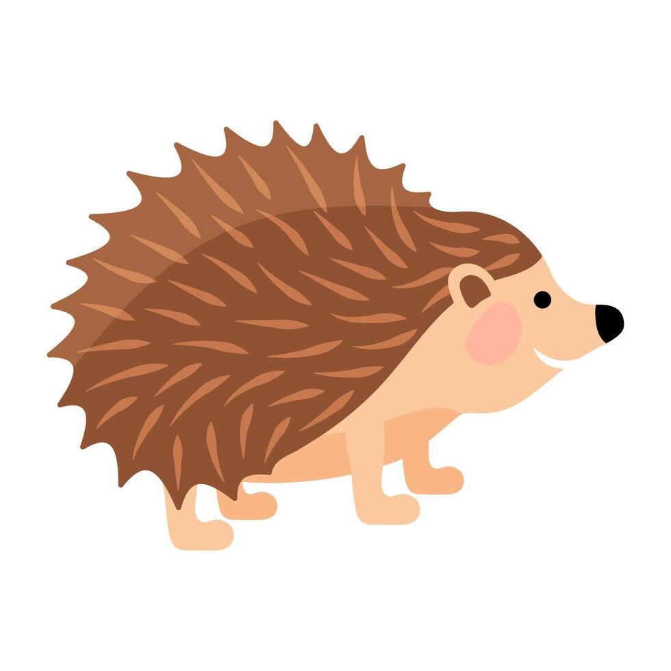 Hedgehog with a blush. Cute animal in a flat style. Children's illustration. Hedgehog on a white background vector