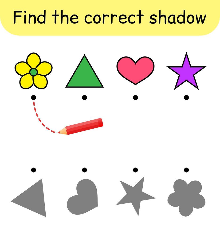 Find the correct shadow. Kids game. Educational matching game for children. vector