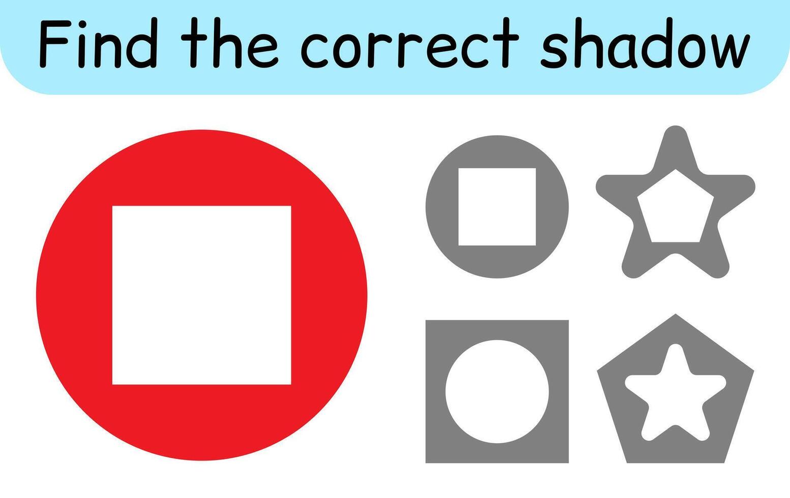 Find the correct shadow. Kids game. Educational matching game for children vector