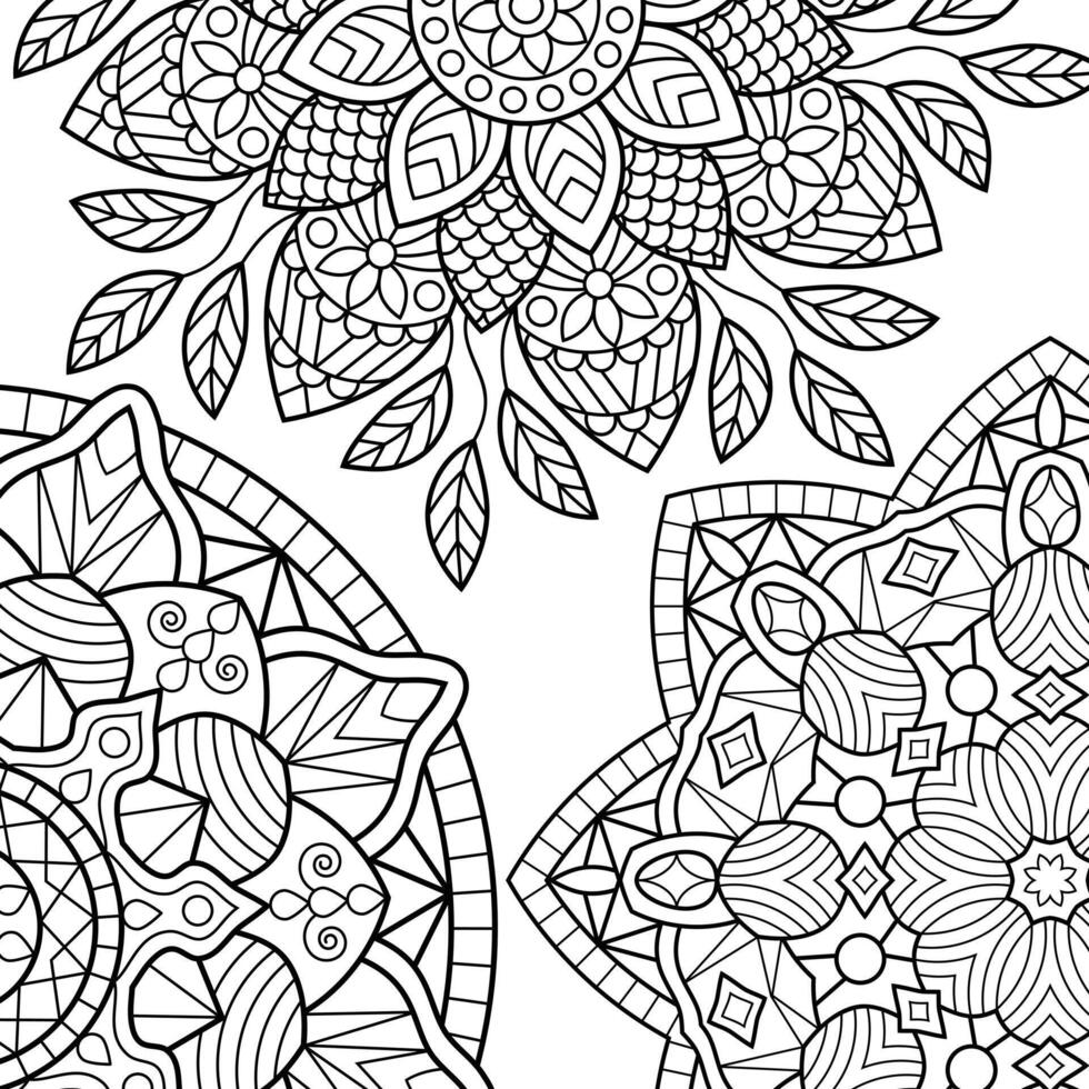 Coloring book pages. Mandala background. Indian antistress medallion. Abstract islamic flower, arabic henna design, yoga symbol. Vector illustration