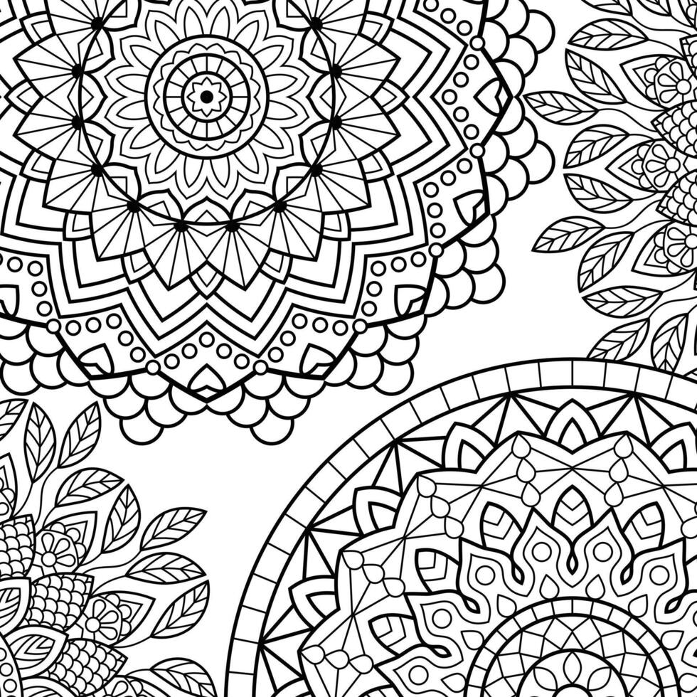 Coloring book pages. Mandala background. Indian antistress medallion. Abstract islamic flower, arabic henna design, yoga symbol. Vector illustration