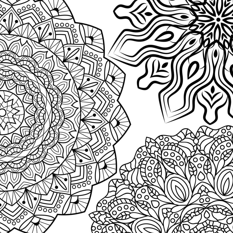 colorante libro paginas mandala antecedentes. indio anti estrés medallón. resumen islámico flor, Arábica alheña diseño, yoga símbolo. vector ilustración