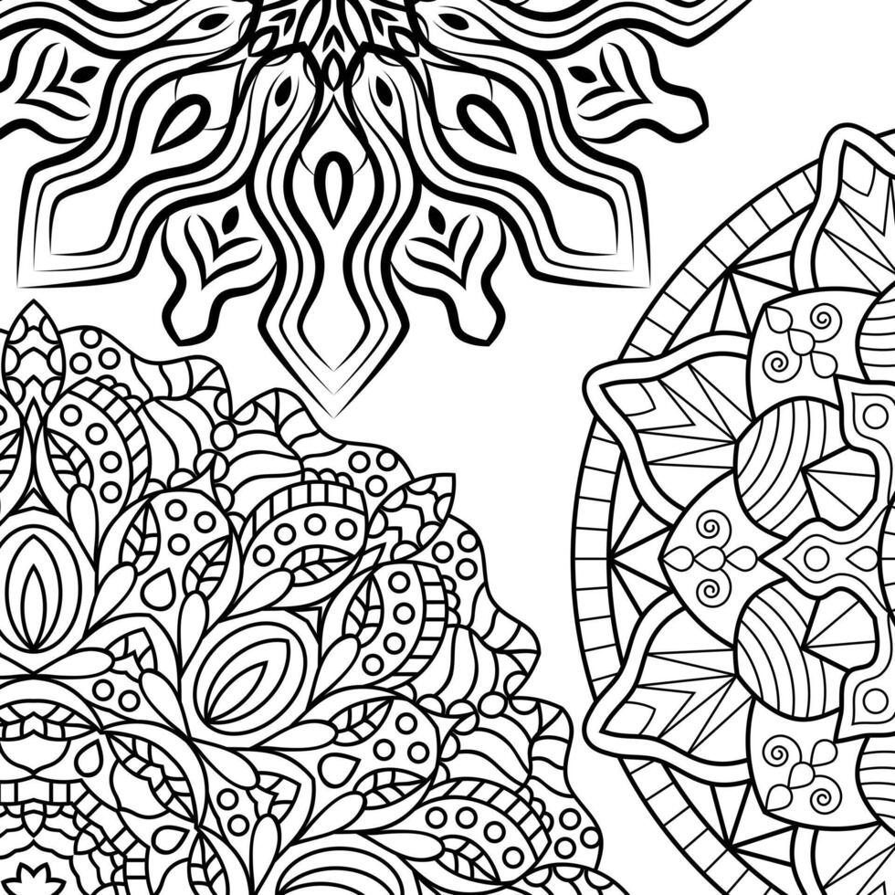 Coloring book pages. Mandala background. Indian antistress medallion. Abstract islamic flower, arabic henna design, yoga symbol. Vector illustration