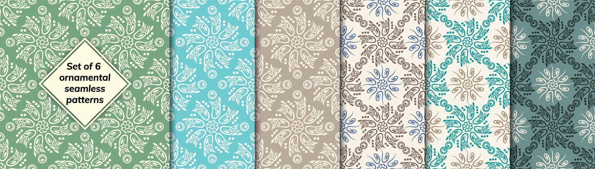 Pattern set arabic, indian, japanese, islamic motifs. Collection patterns. Mandala seamless pattern. Ethnic bohemian background. Cute paper background. Abstract flower vector