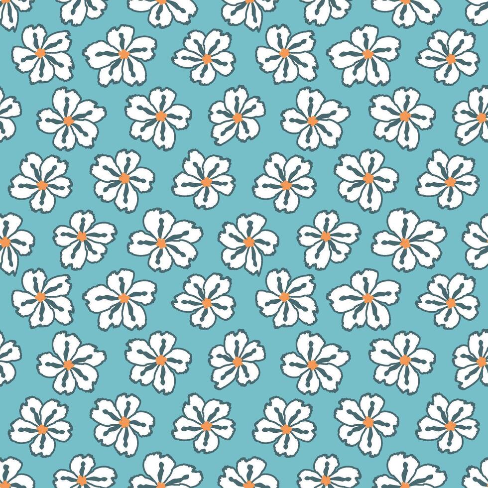 Floral seamless pattern. Cute floral background. Pattern for baby, kids and child background with flower brush strokes. Curtain pattern. Hand drawn doodle texture. Vector illustration