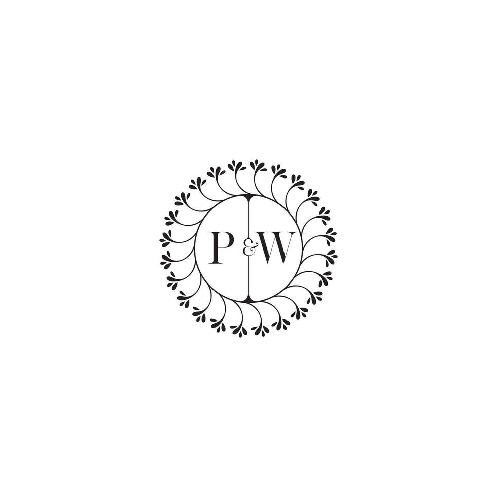 PW simple wedding initial concept with high quality logo design vector