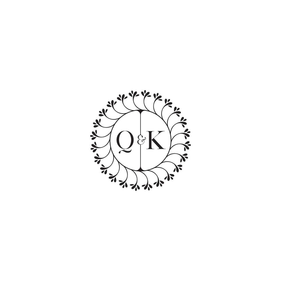 QK simple wedding initial concept with high quality logo design vector