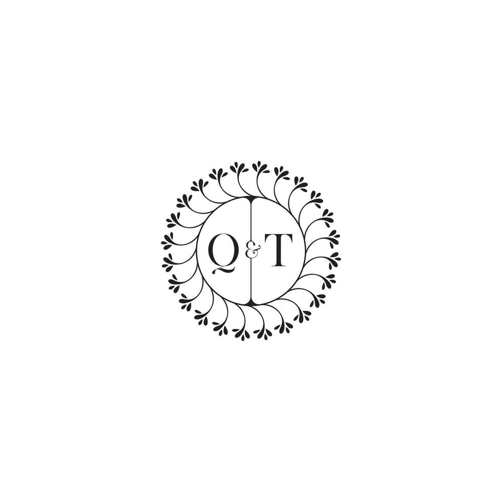 QT simple wedding initial concept with high quality logo design vector