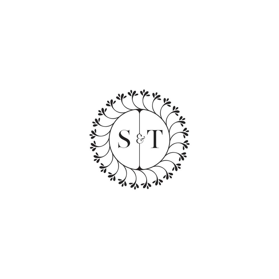 ST simple wedding initial concept with high quality logo design vector