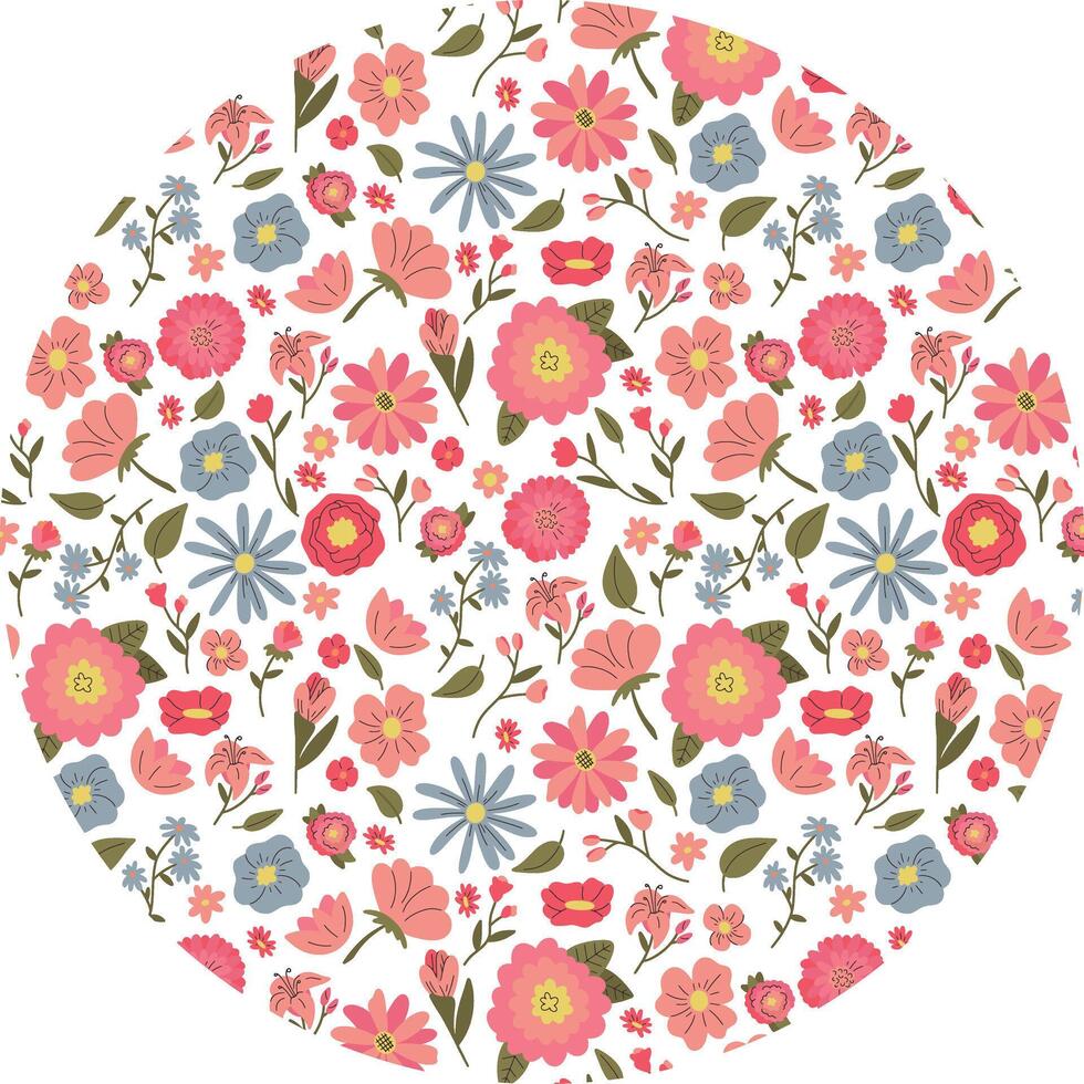 Beautiful floral pattern in small abstract flowers. Small colorful flowers. White background. Floral seamless background. vector