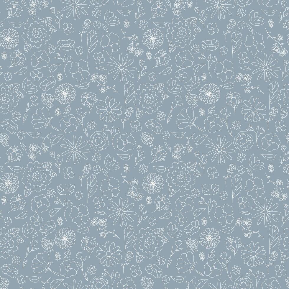 seamless cute small flower pattern on blue background vector