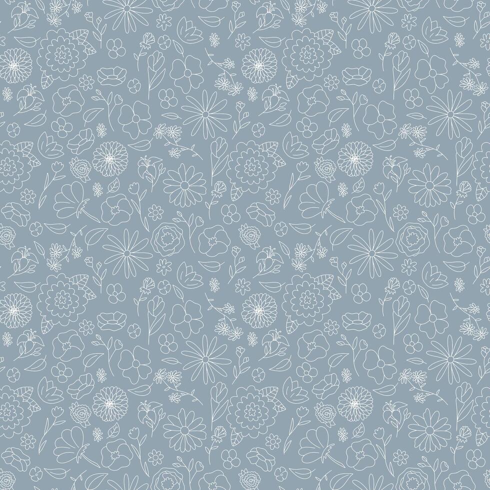 seamless cute small flower pattern on blue background vector