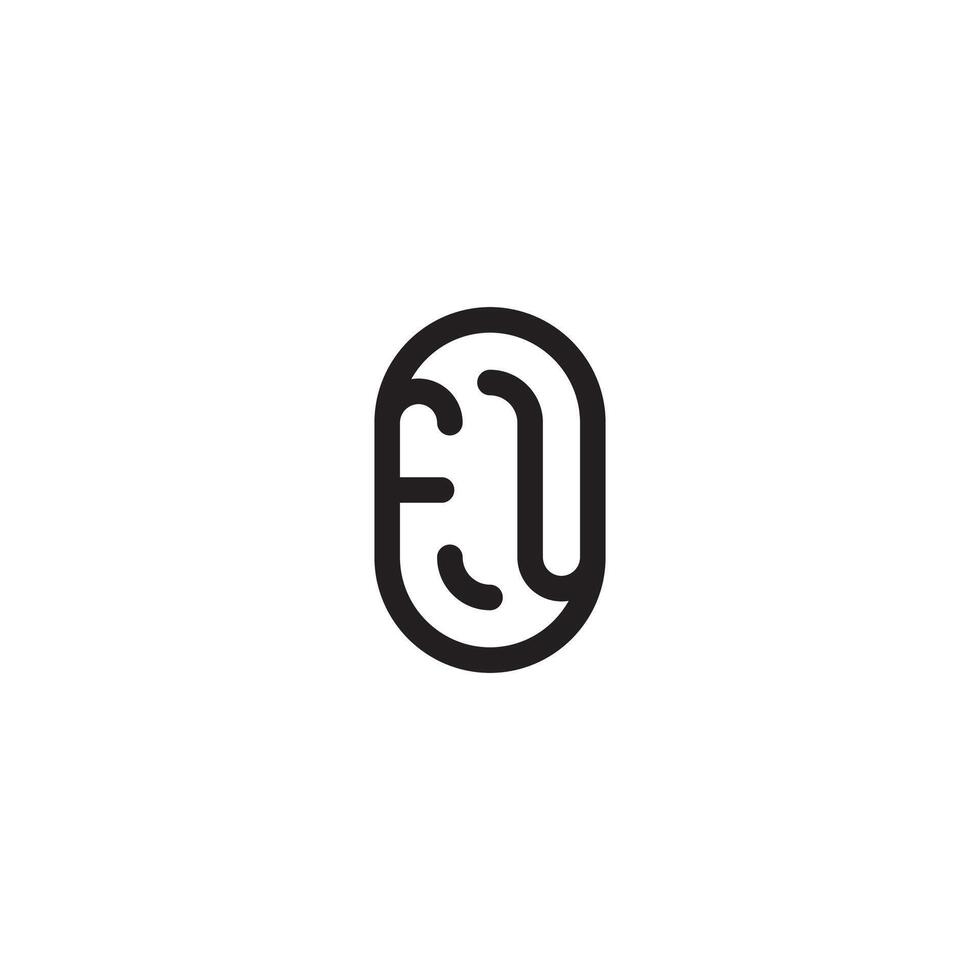 FU line simple round initial concept with high quality logo design vector