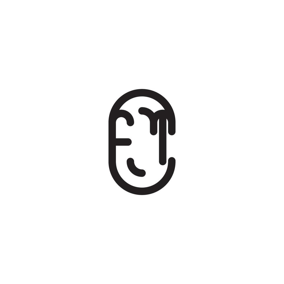 FT line simple round initial concept with high quality logo design vector