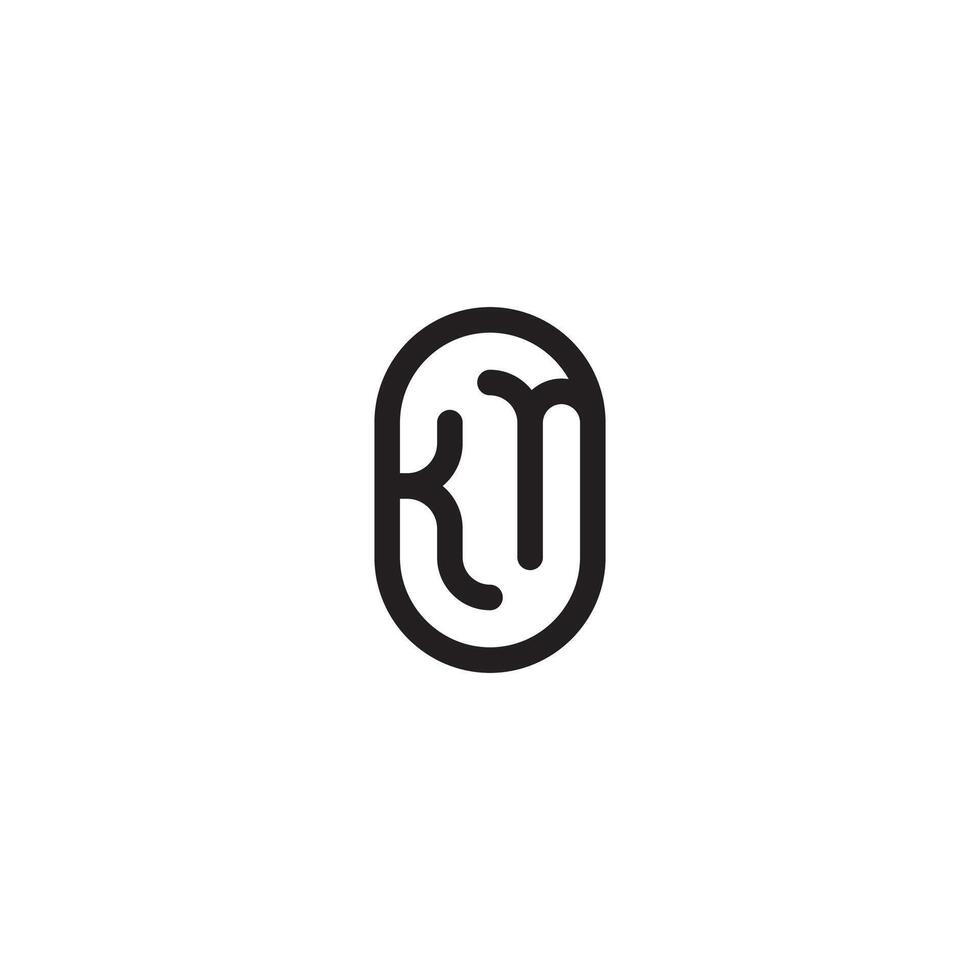 KN line simple round initial concept with high quality logo design vector
