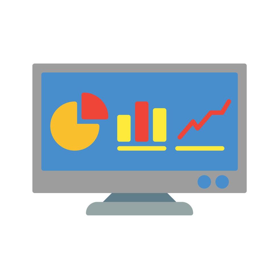 Monitor icon vector or logo illustration flat color style