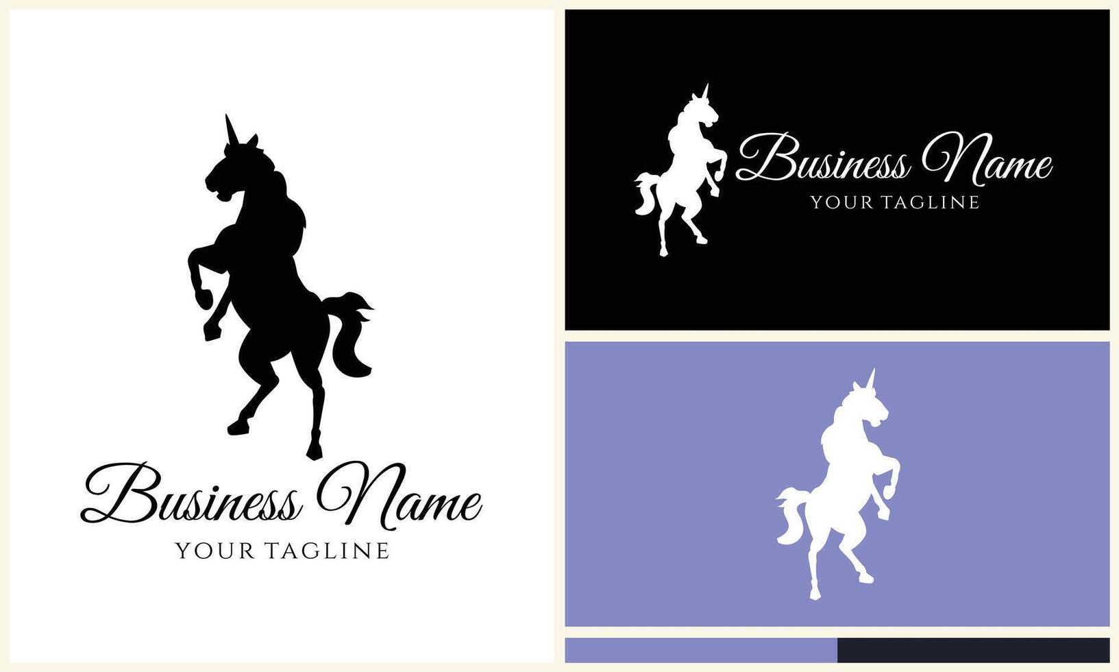 silhouette donkey unicorn logo template vector