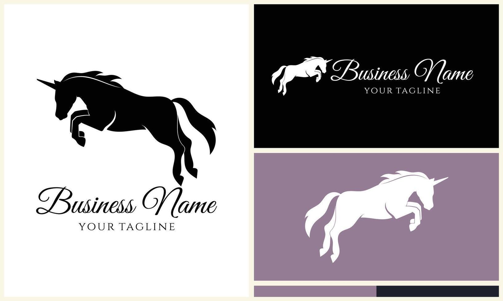 silhouette donkey unicorn logo template vector