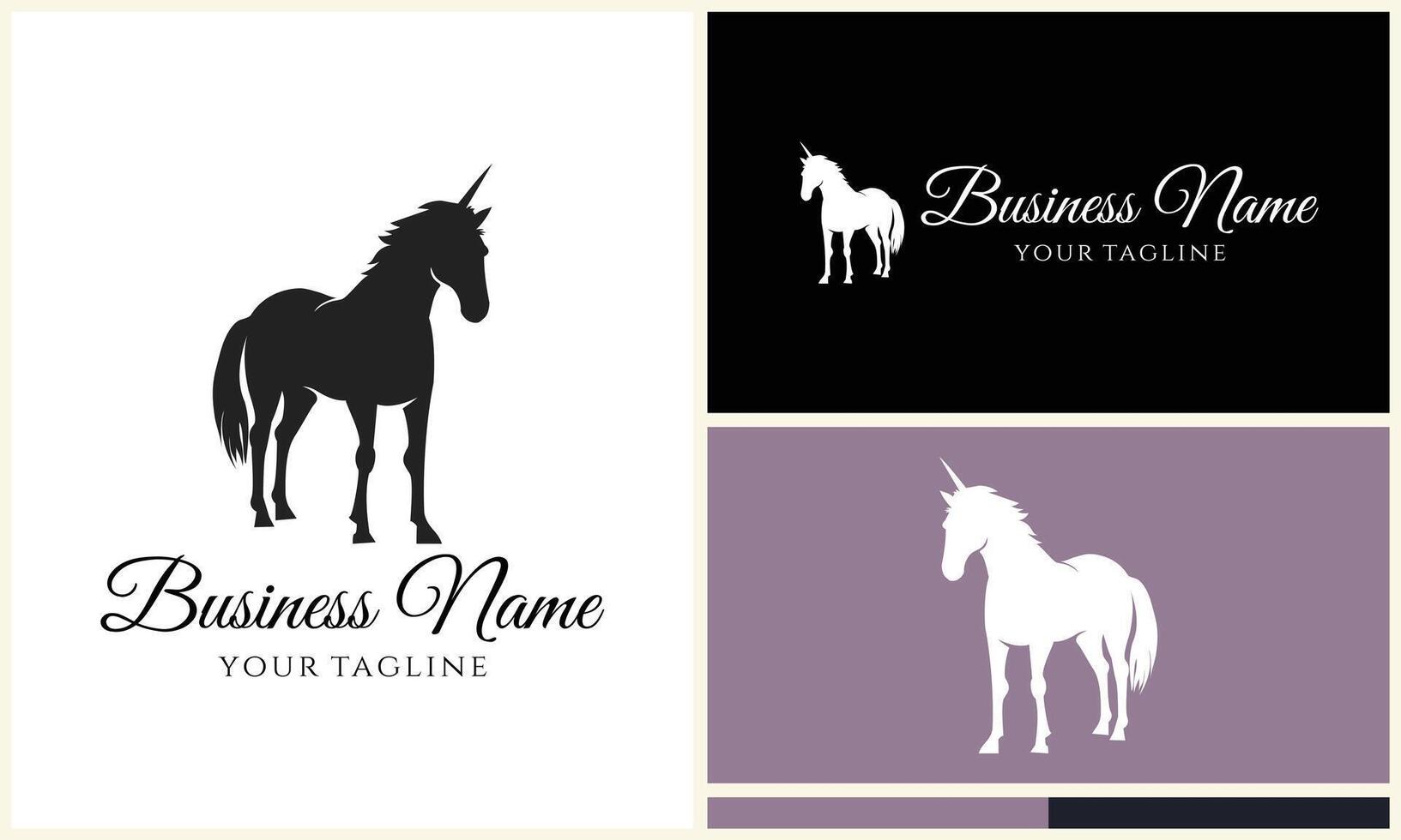 silhouette donkey unicorn logo template vector