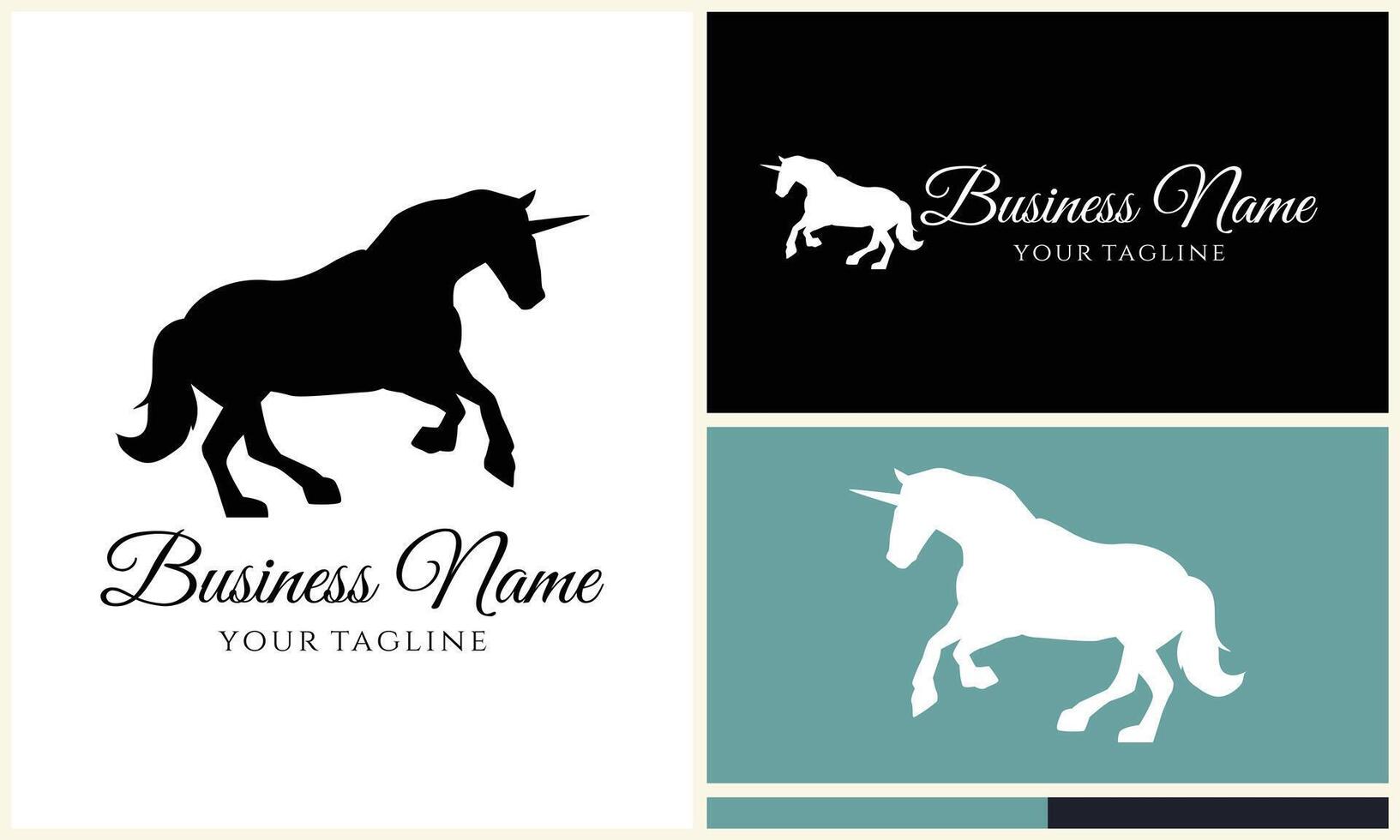 silhouette donkey unicorn logo template vector