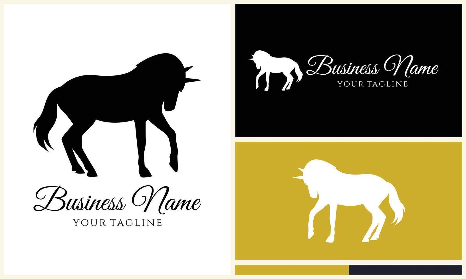 silhouette donkey unicorn logo template vector