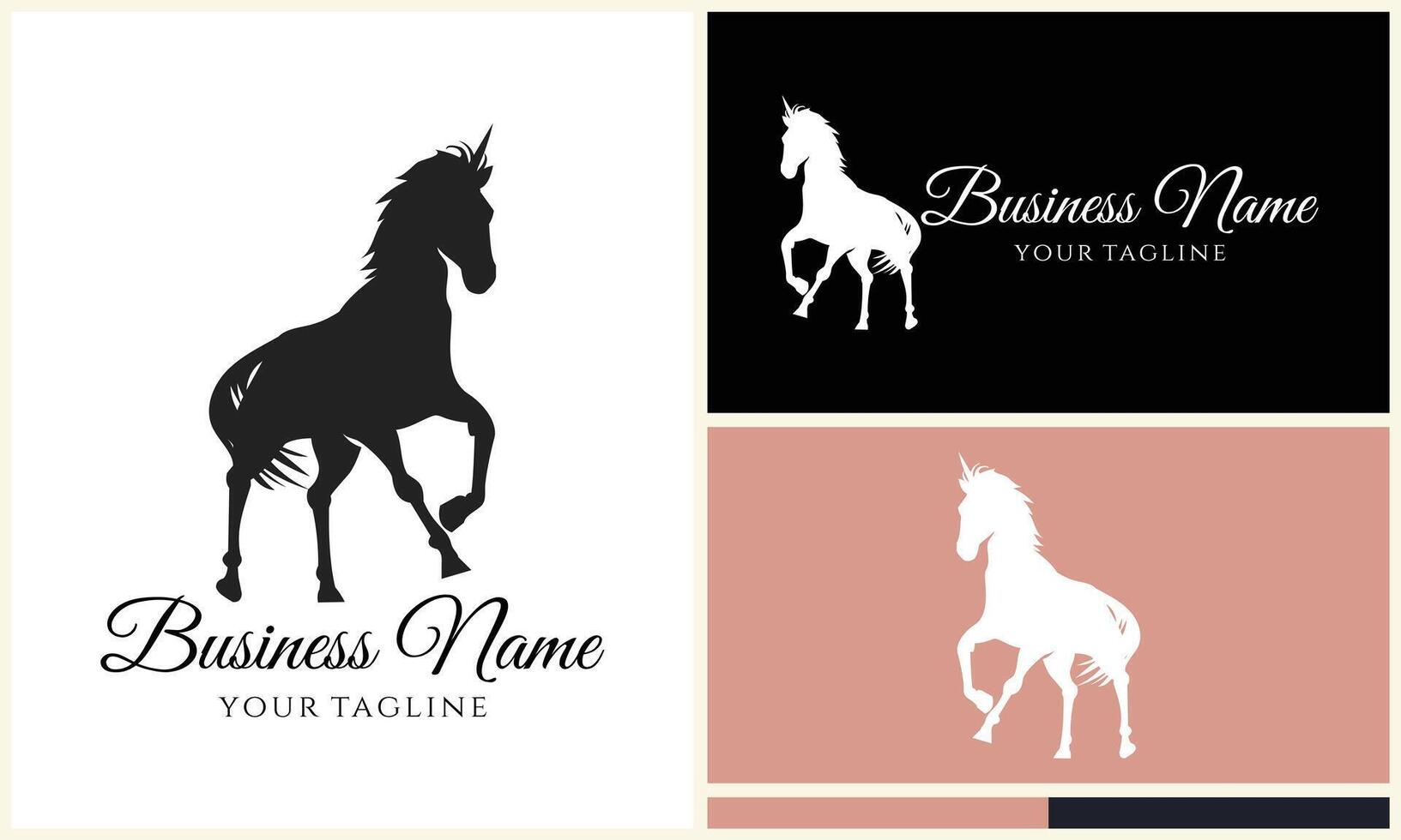 silhouette donkey unicorn logo template vector