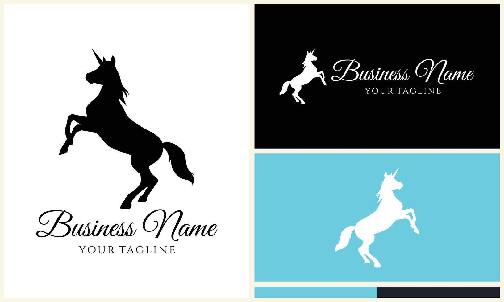 silhouette donkey unicorn logo template vector