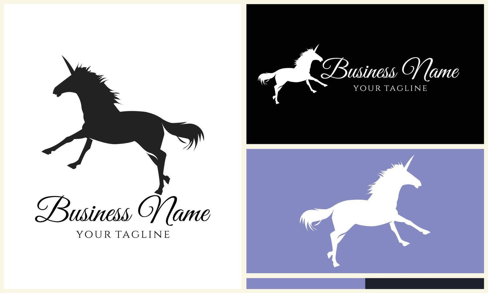 silhouette donkey unicorn logo template vector