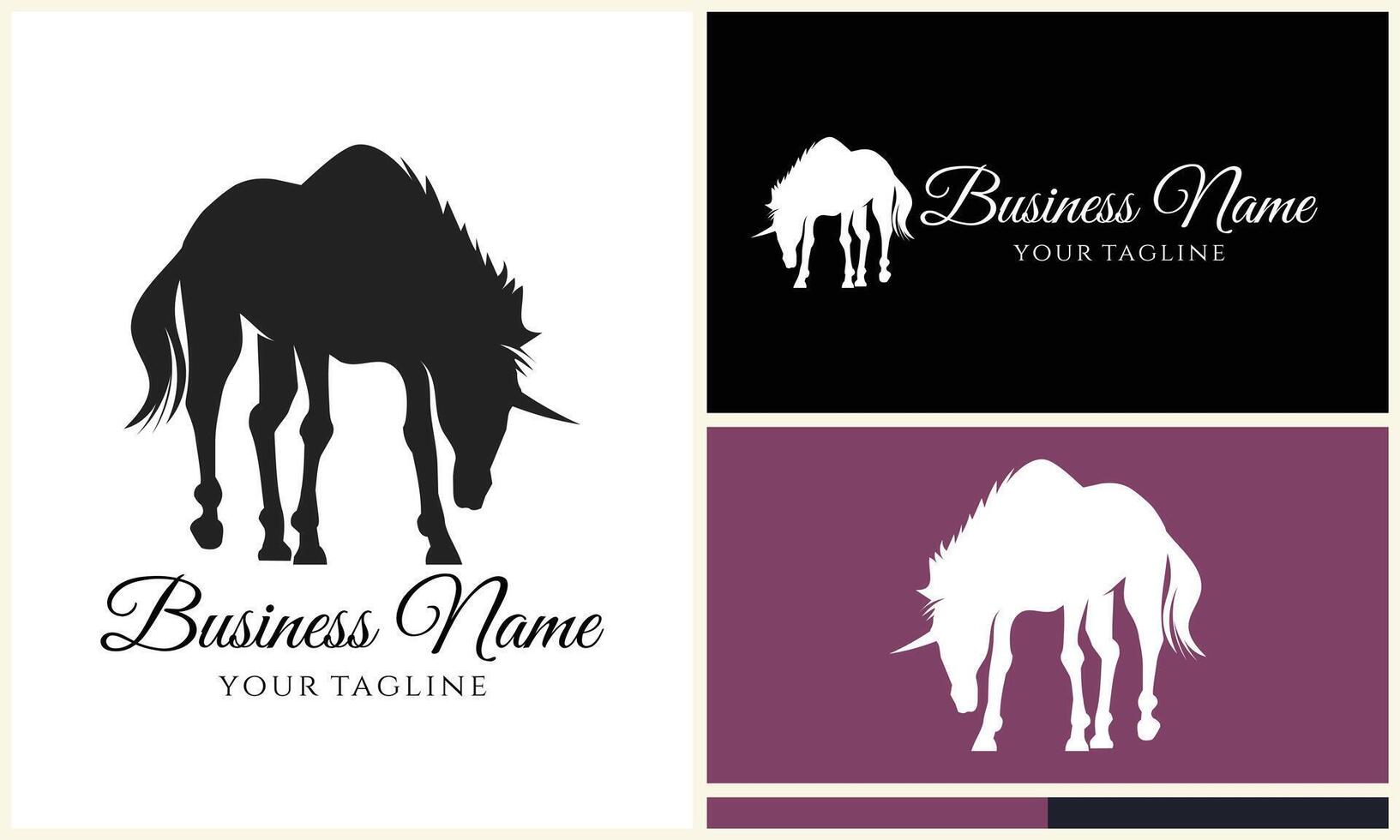 silhouette donkey unicorn logo template vector