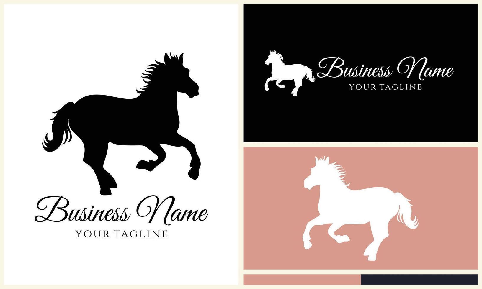 silhouette donkey unicorn logo template vector