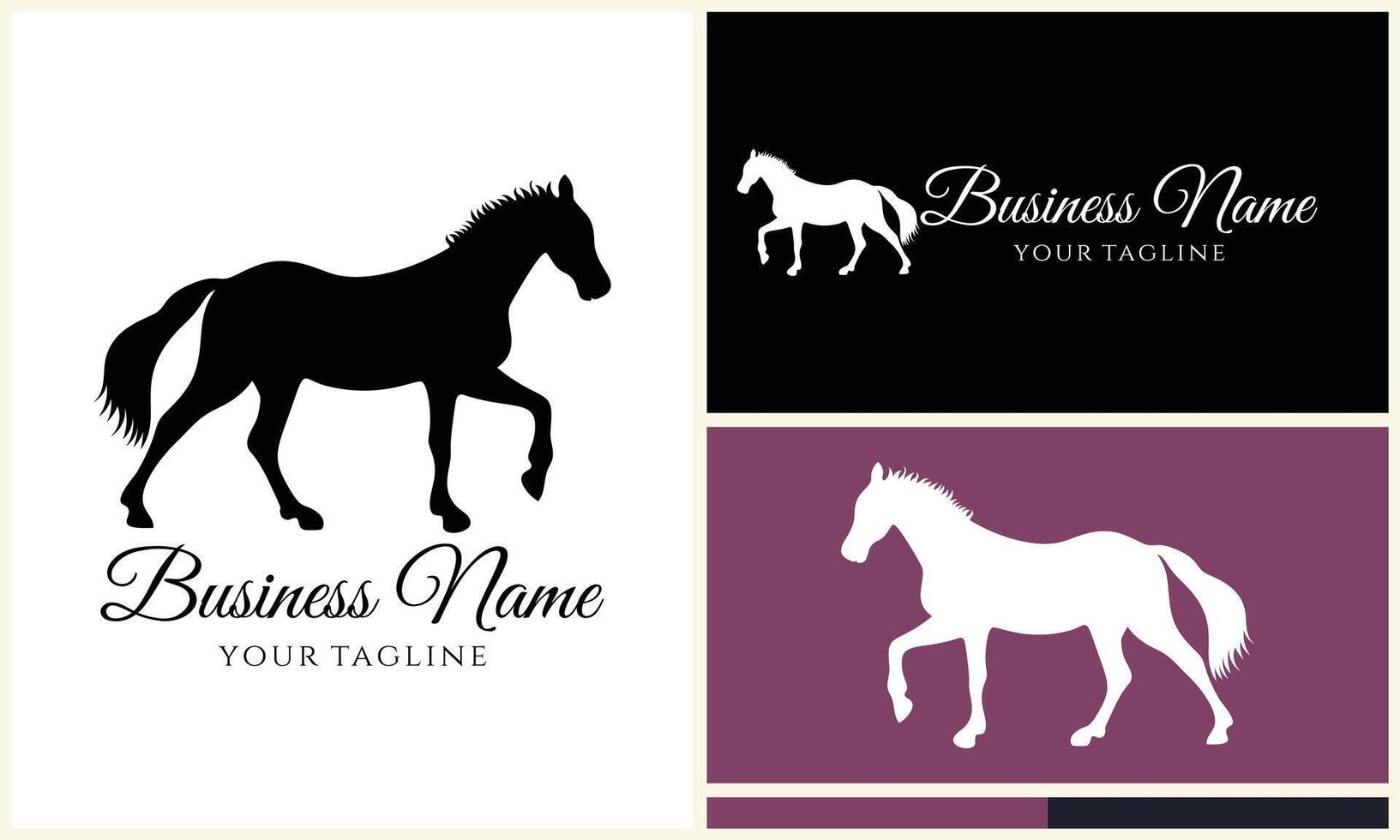 silhouette donkey unicorn logo template vector