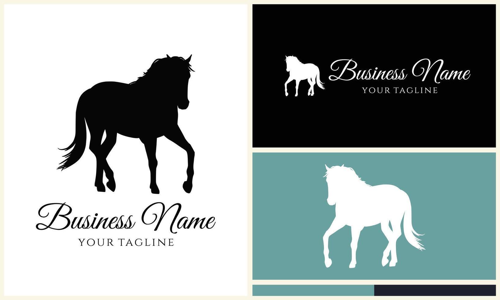 silhouette donkey unicorn logo template vector