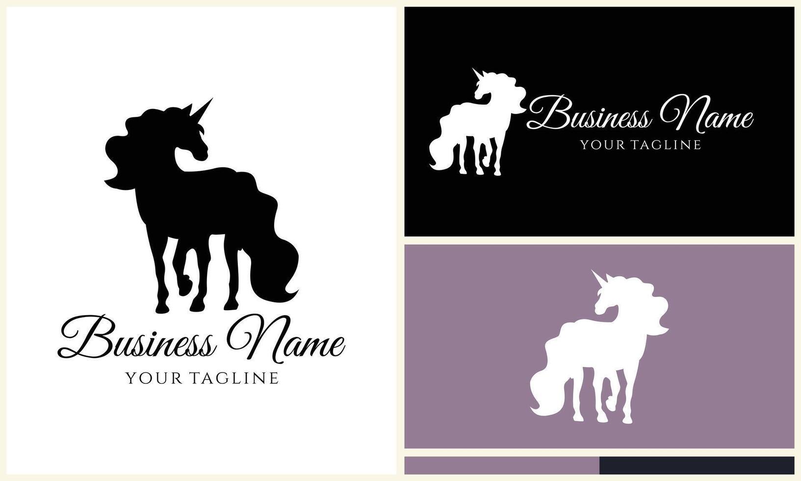 silhouette donkey unicorn logo template vector