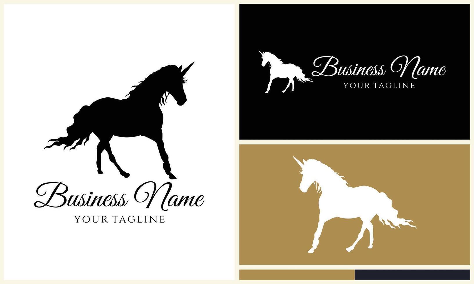 silhouette donkey unicorn logo template vector