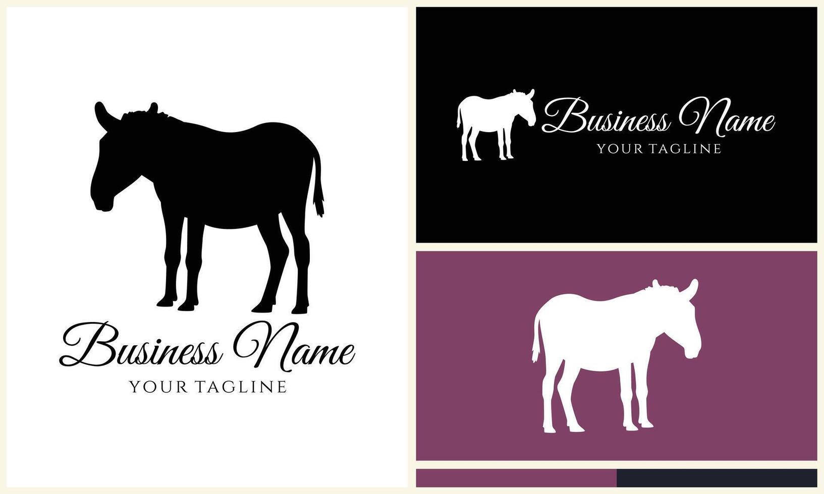 silhouette donkey unicorn horseman equestrian vector