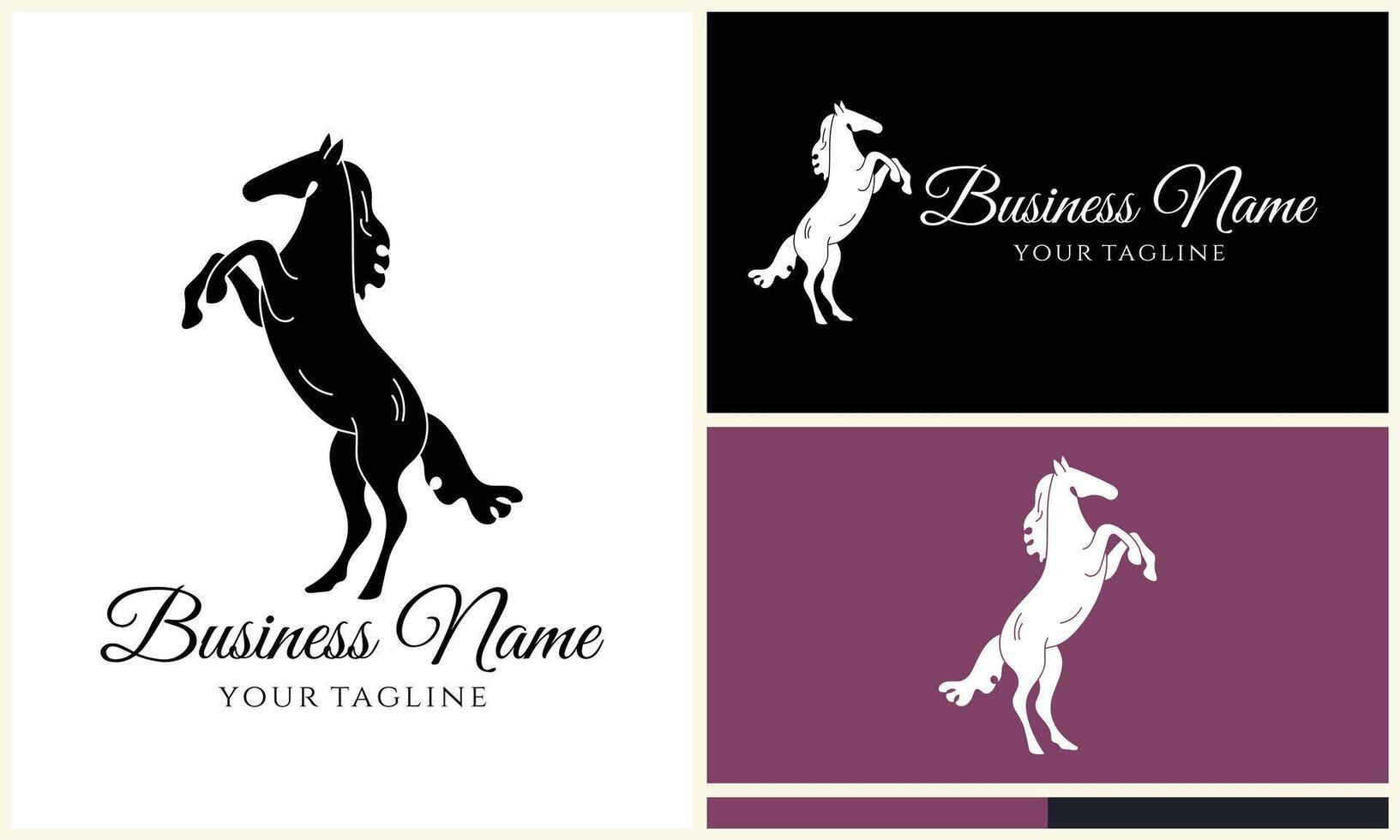 silhouette donkey horse logo template vector