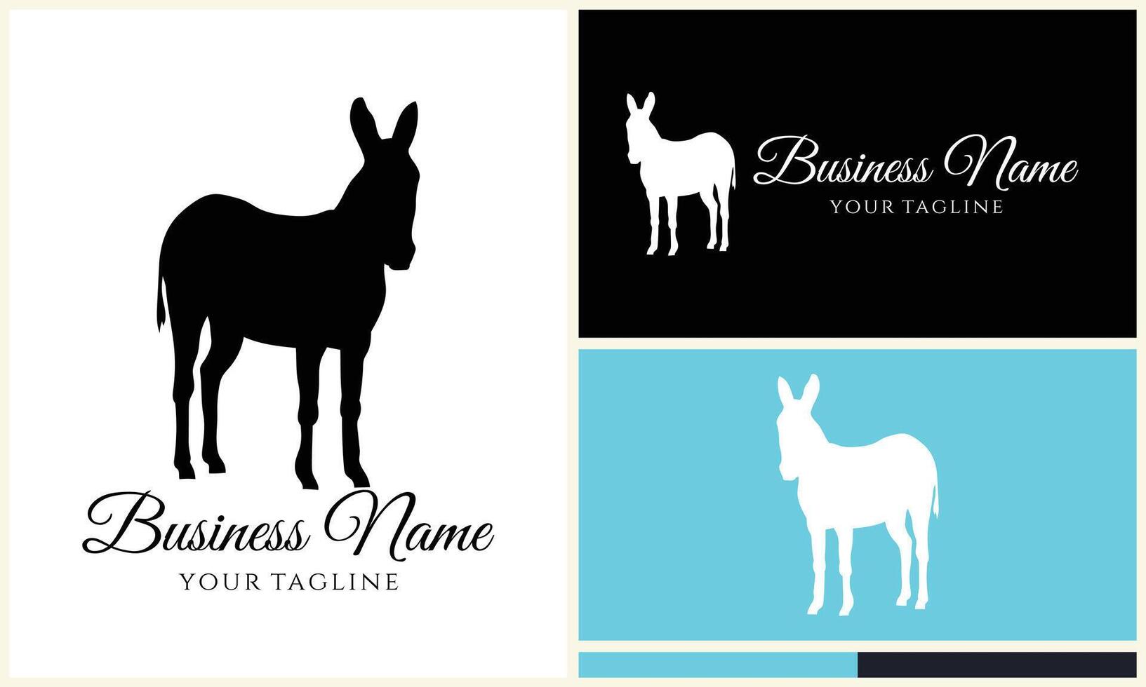 silhouette donkey horse logo template vector