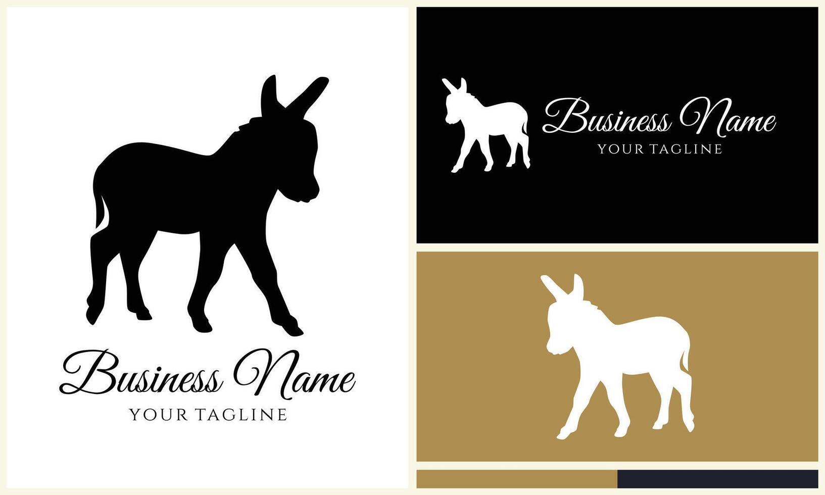 silhouette donkey horse logo template vector