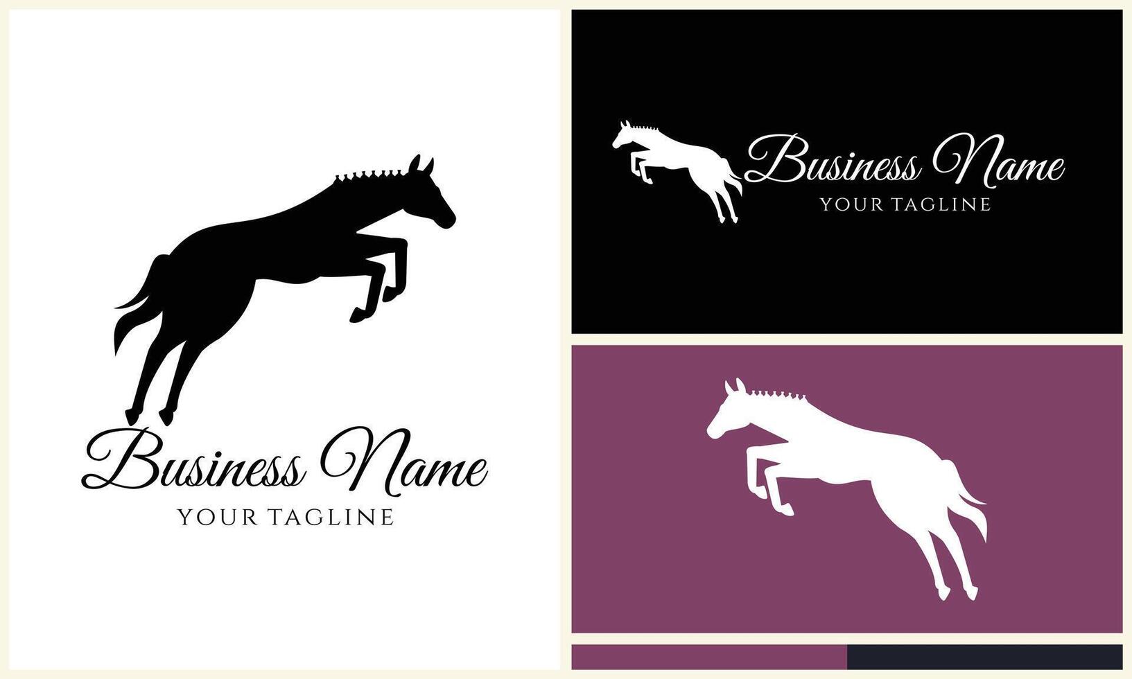 silhouette donkey horse logo template vector