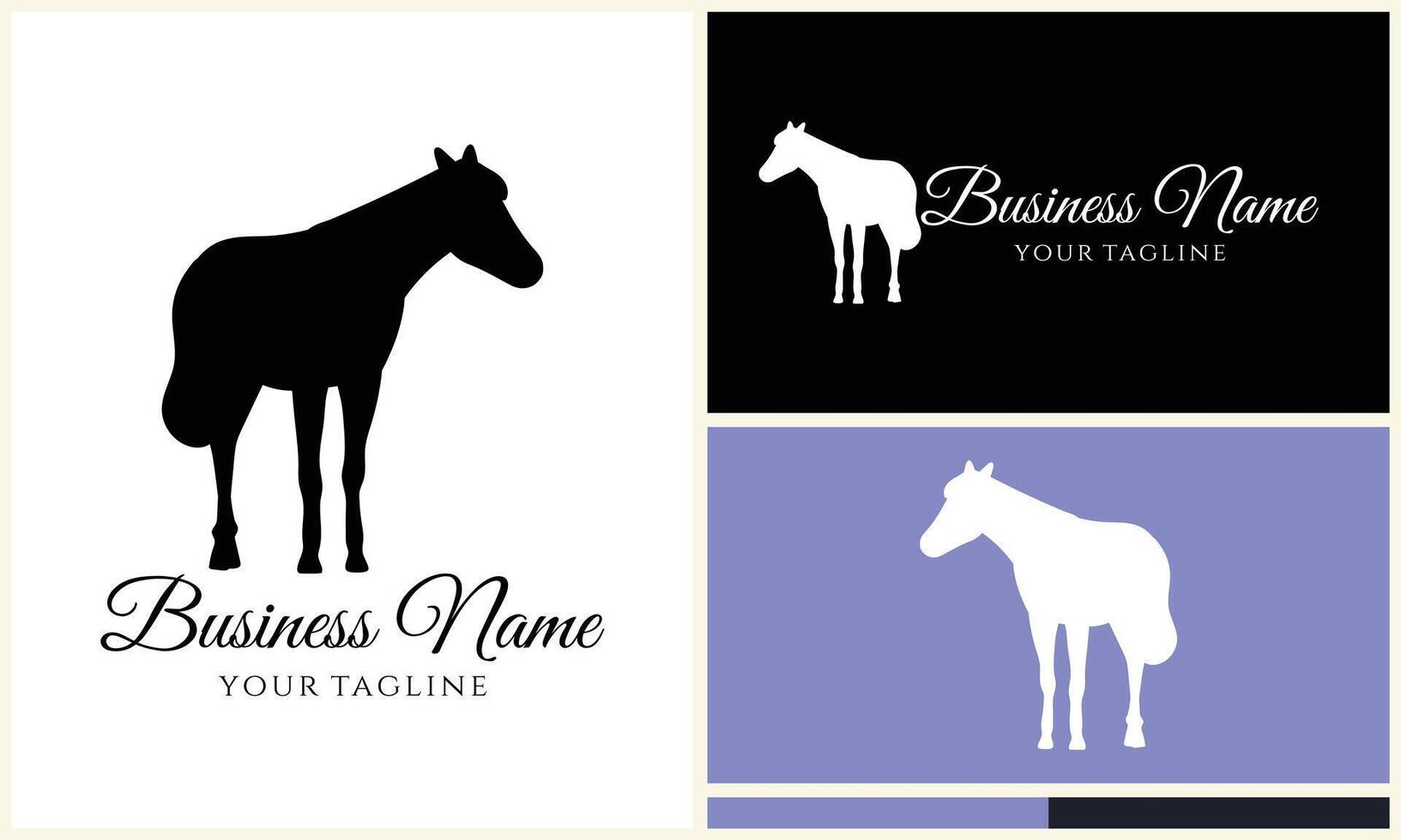 silhouette donkey horse logo template vector