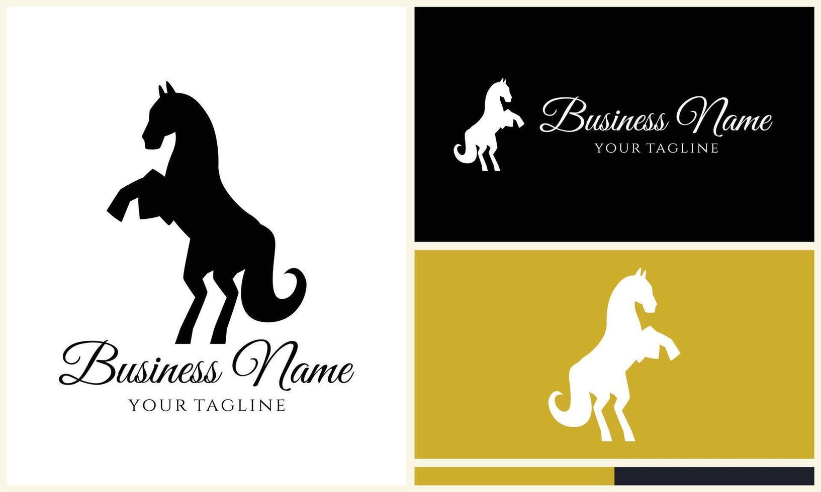 silhouette donkey horse logo template vector