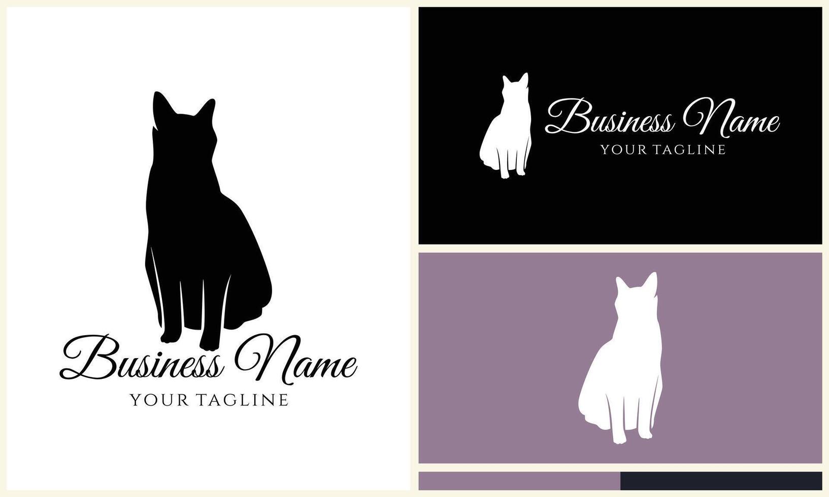 silhouette cat vector logo template