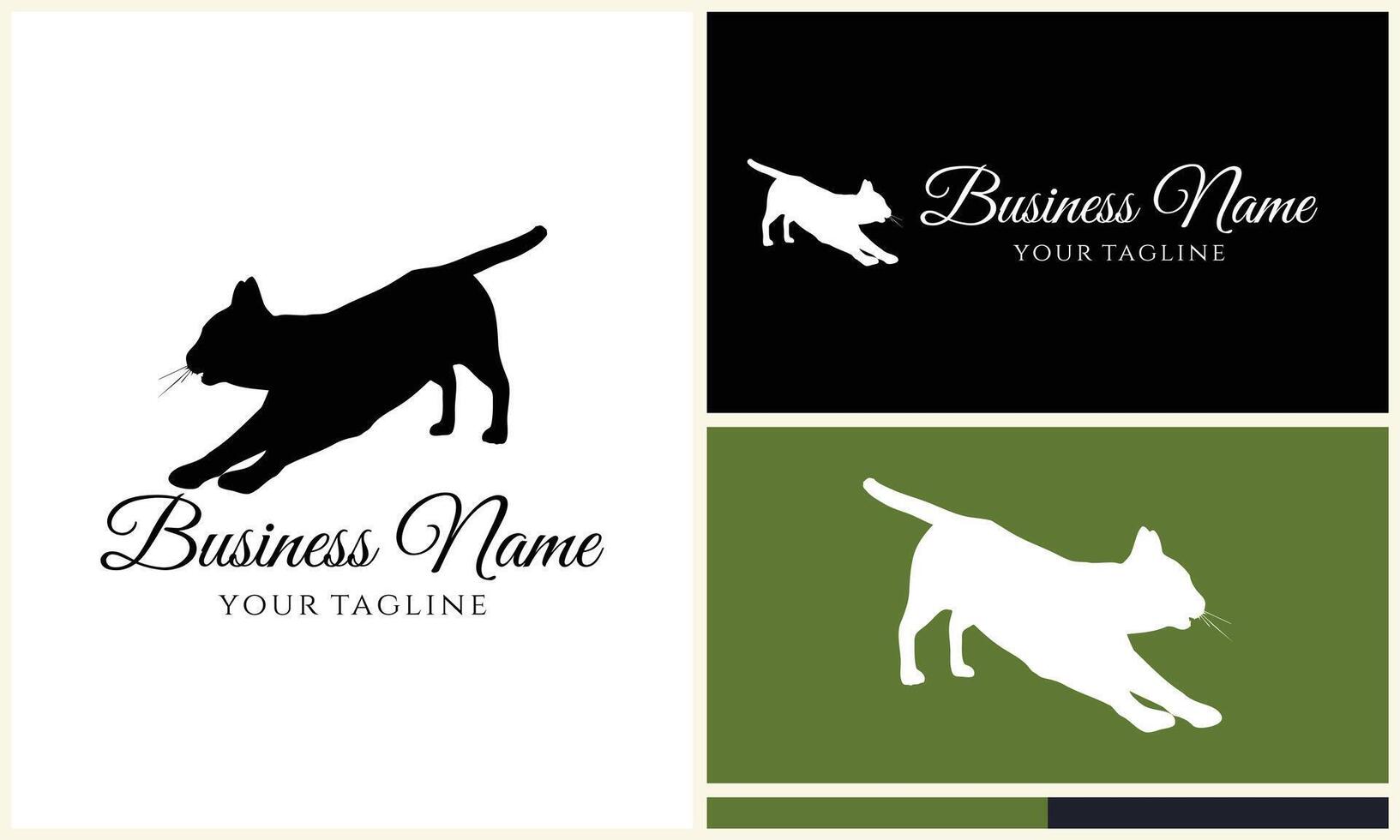 silhouette cat vector logo template